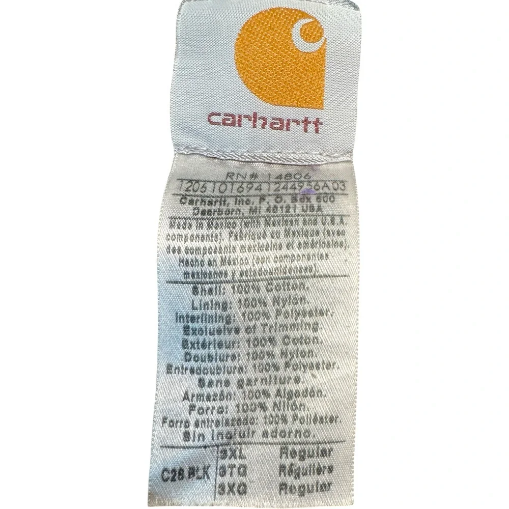 Carhartt C26 BLK Arctic Traditional Coat Black 3XL Distressed Workwear
